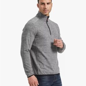 Avalanche Men's 1/4 Zip Fleece Hiking Pullover Sweatshirt Gray Size Large
